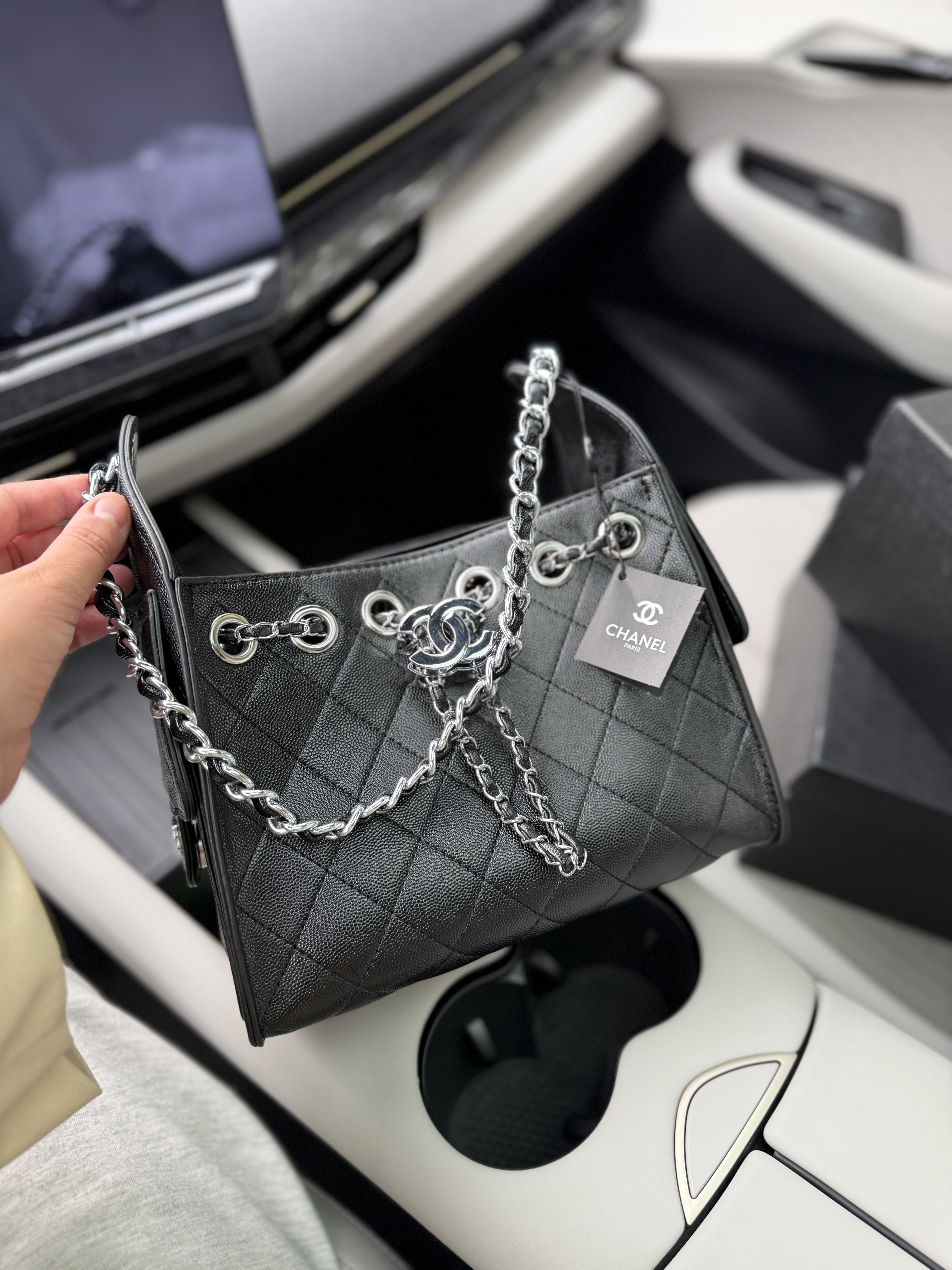 Сумка " Chanel " Gabriella натуральна шкіра срібна фурнітура — фото 5